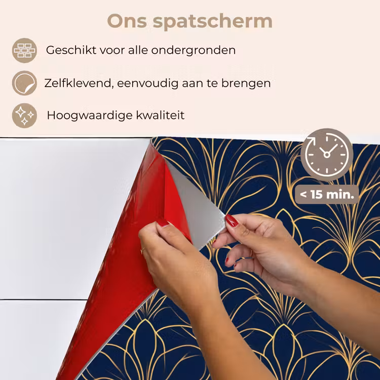 Deco - Waaier - Blauw keuken achterwand spatscherm klein 900 -spatscherm_NL