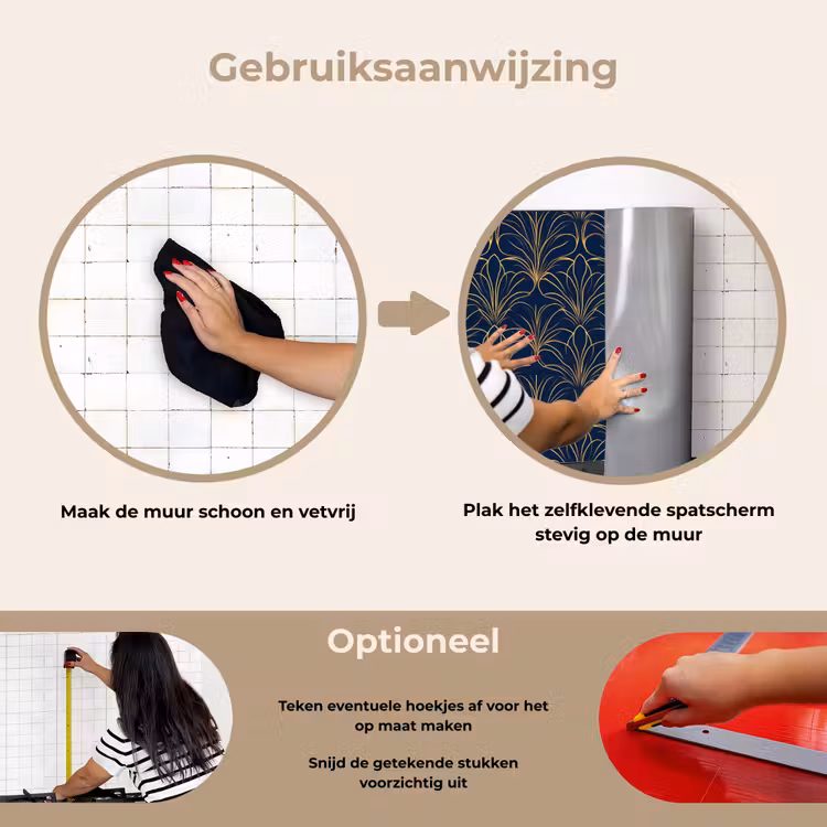 Deco - Waaier - Blauw keuken achterwand spatscherm klein 900 -gebruiksaanwijzing_NL