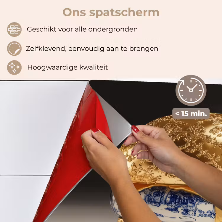 Delftsblauw - Goud - Burger keuken achterwand spatscherm klein -spatscherm_NL