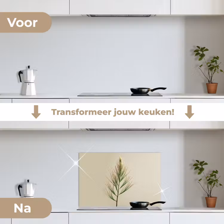 Dennentak - Naaldvormige bladeren - Lichtgroen keuken achterwand spatscherm klein -voor_na_NL