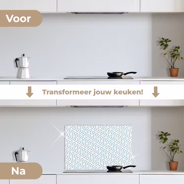 Design - Geometrie - Patroon - Groen keuken achterwand spatscherm klein 900 -voor_na_NL