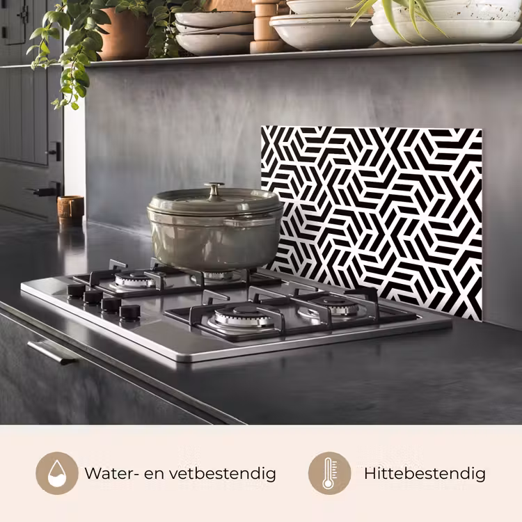 Design - Geometrie - Patroon - Zwart - Wit keuken achterwand spatscherm klein 900 -usp_NL