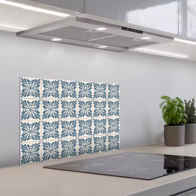 Dessin - Tegel - Blauw keuken achterwand spatscherm klein 900 -3d_schuin
