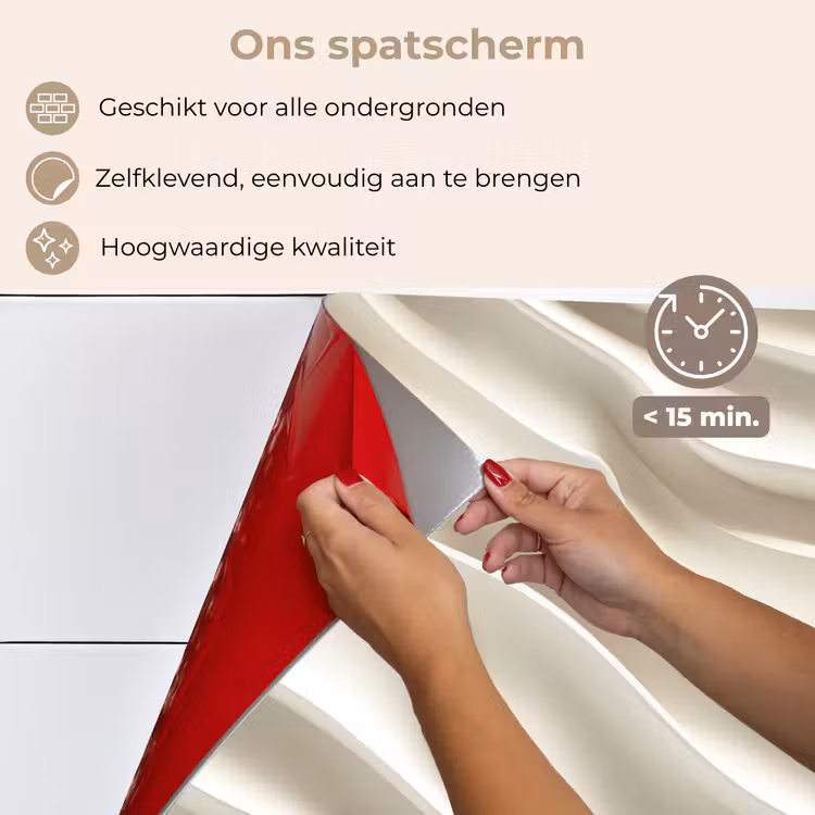 Diagonaal - Golven - Crème keuken achterwand spatscherm klein 900 -spatscherm_NL