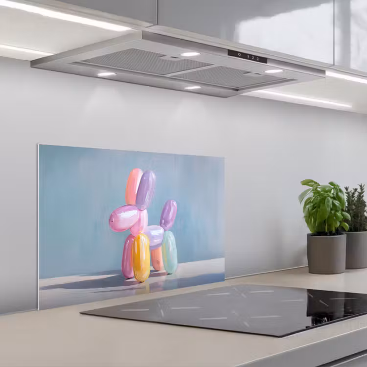 Dier - Ballon - Pasteltinten - Glanzend keuken achterwand spatscherm klein -3d_schuin