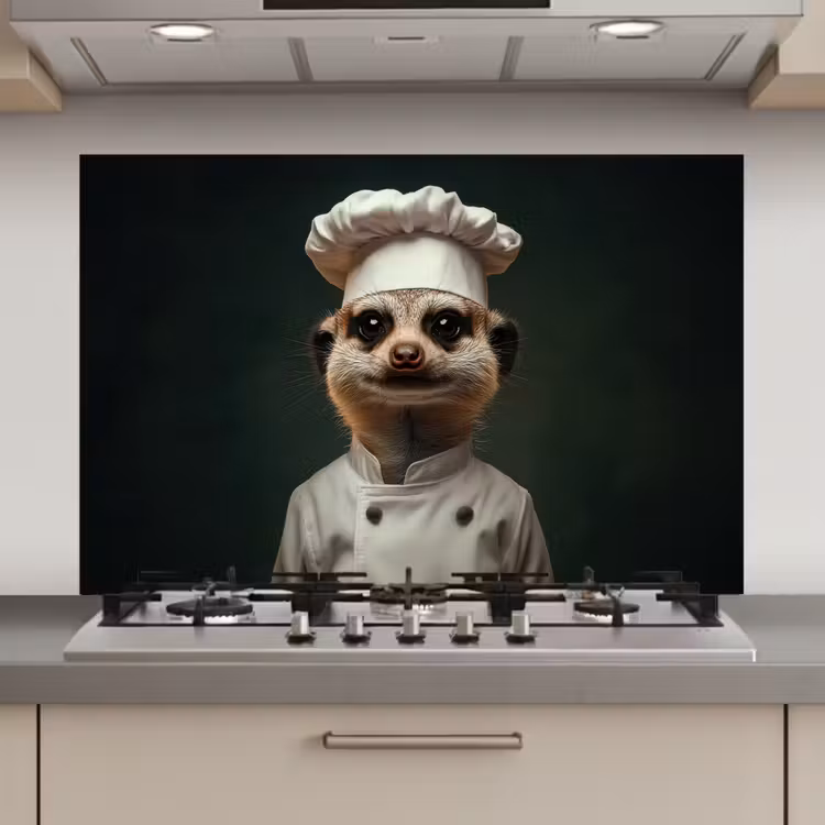 Dier - Kok - Stokstaartje keuken achterwand spatscherm klein -3d_website