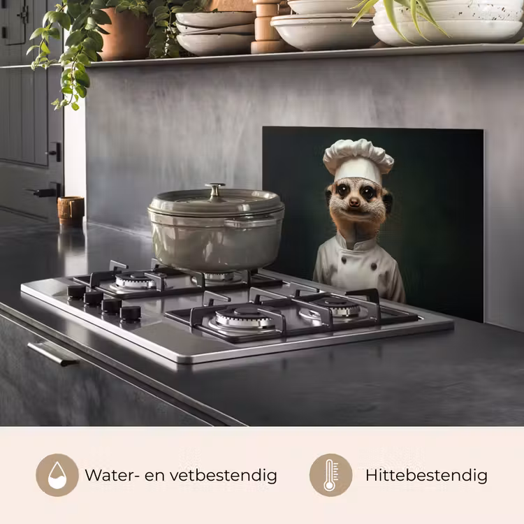 Dier - Kok - Stokstaartje keuken achterwand spatscherm klein -usp_NL