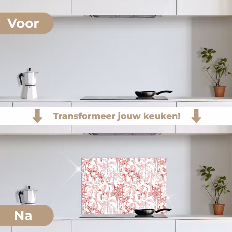 Dieren - Abstract - Rood keuken achterwand spatscherm klein 900 -voor_na_NL
