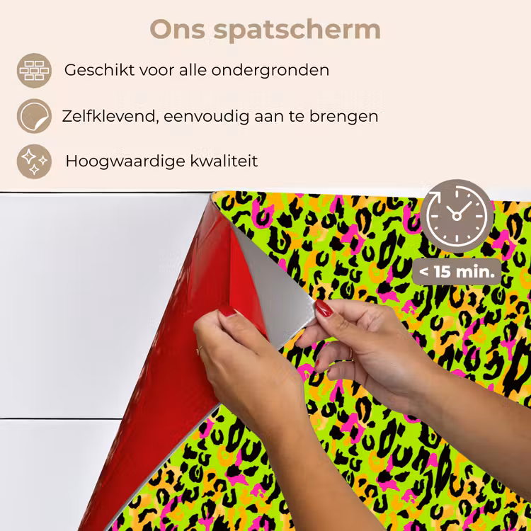 Dieren - Neon - Groen - Panterprint keuken achterwand spatscherm klein 900 -spatscherm_NL