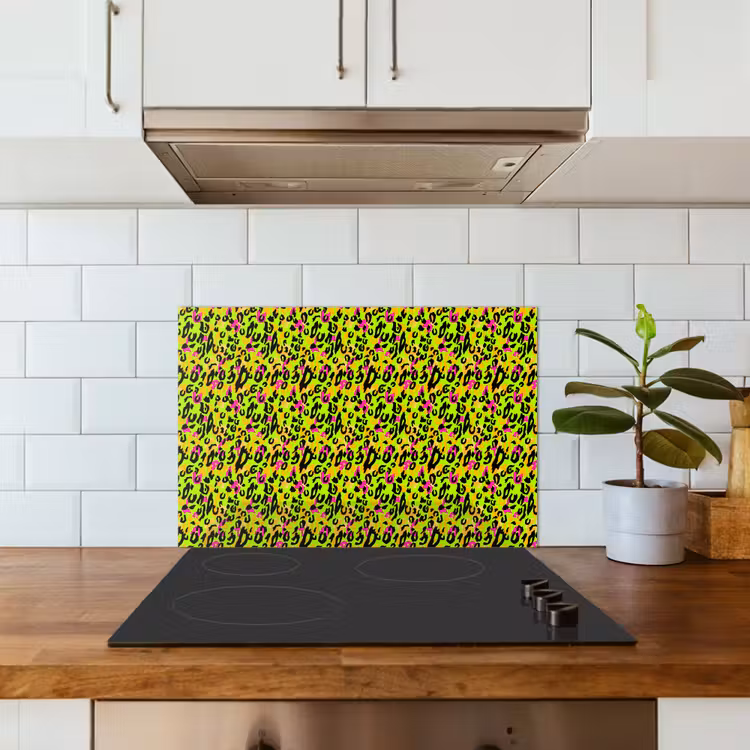 Dieren - Neon - Groen - Panterprint keuken achterwand spatscherm klein 900 -sfeer2