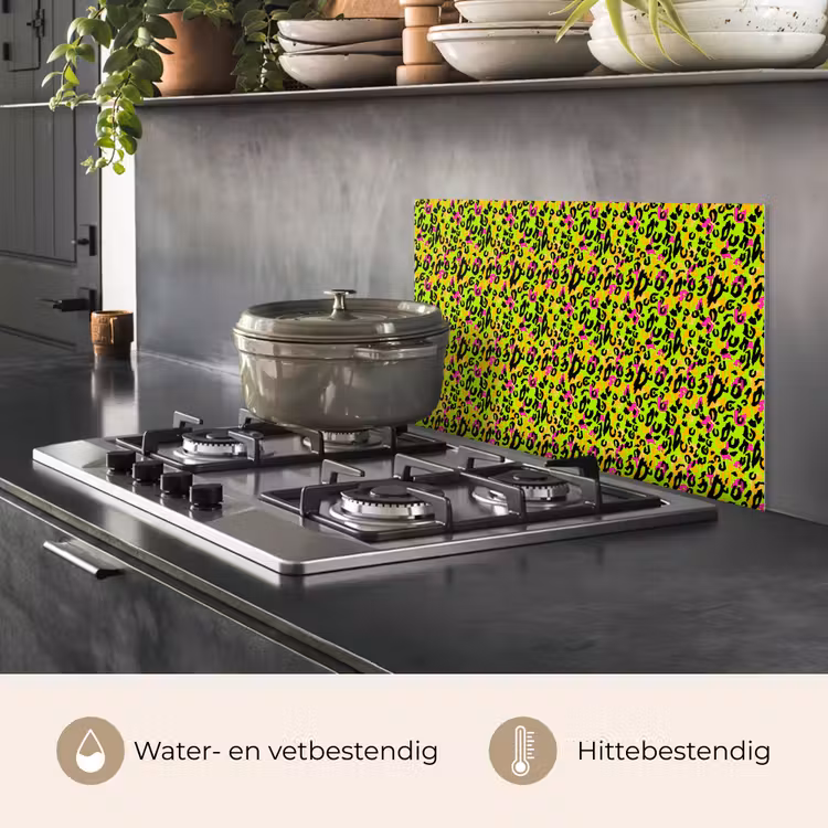 Dieren - Neon - Groen - Panterprint keuken achterwand spatscherm klein 900 -usp_NL