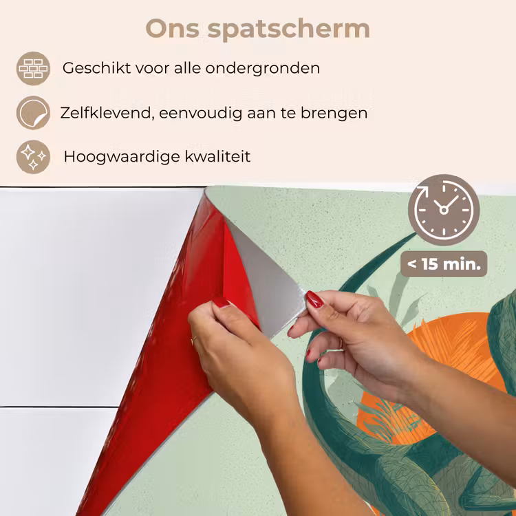 Dino - Bladeren - Grafisch - Groen keuken achterwand spatscherm klein -spatscherm_NL