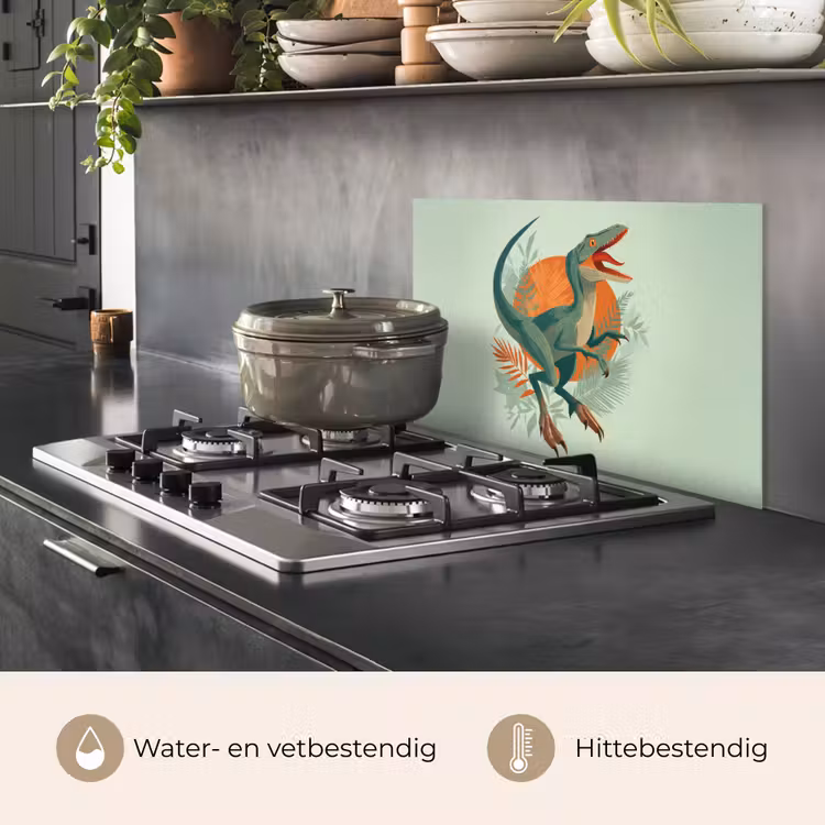 Dino - Bladeren - Grafisch - Groen keuken achterwand spatscherm klein -usp_NL