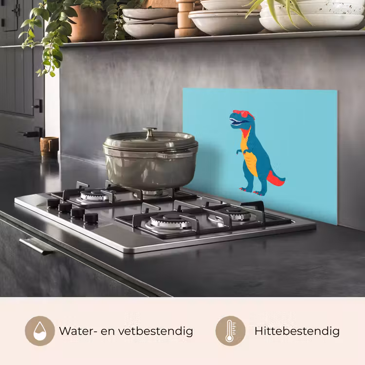 Dinosaurus - Blauw - Zonnebril keuken achterwand spatscherm klein -usp_NL