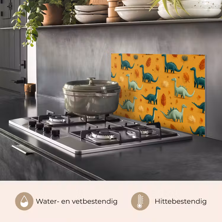 Dinosaurussen - Stekels - Herfstbladeren - Bruin keuken achterwand spatscherm klein -usp_NL