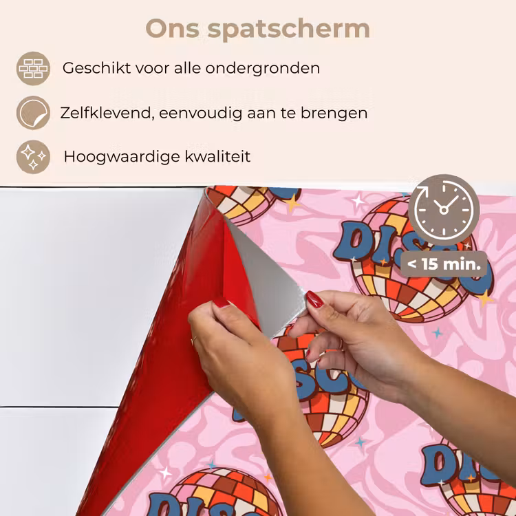 Disco - Bal - Patroon - Roze keuken achterwand spatscherm klein 900 -spatscherm_NL