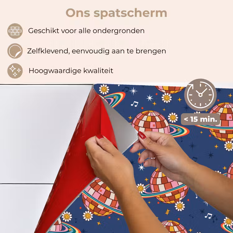 Disco - Blauw - Patroon keuken achterwand spatscherm klein 900 -spatscherm_NL