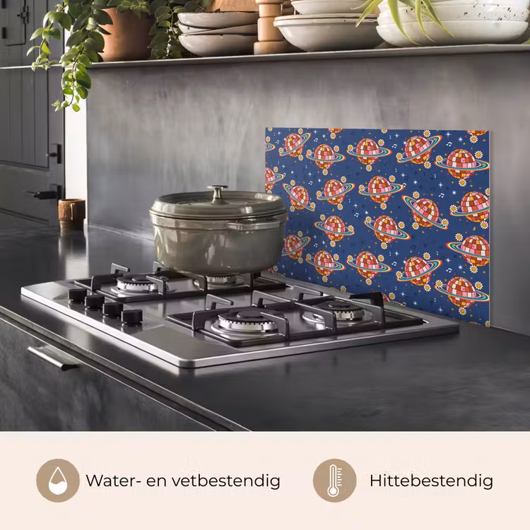 Disco - Blauw - Patroon keuken achterwand spatscherm klein 900 -usp_NL