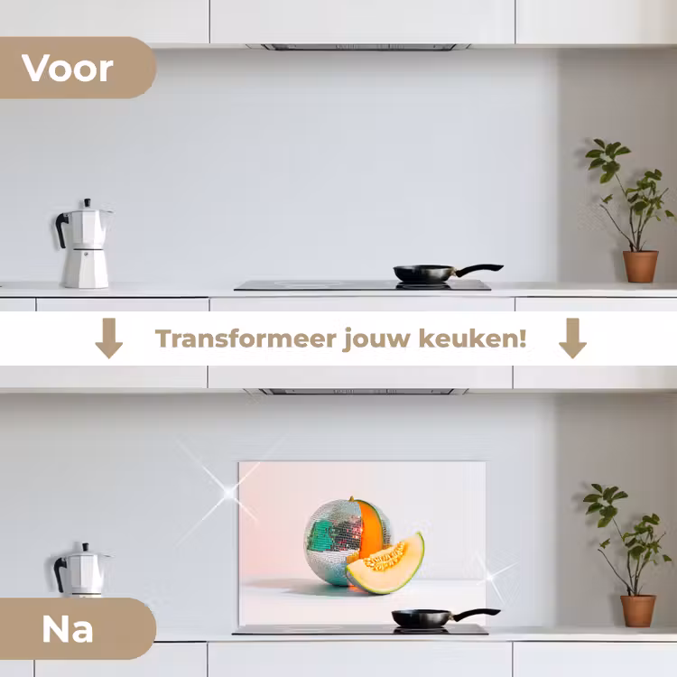 Disco - Discobal - Meloen - Pastel keuken achterwand spatscherm klein -voor_na_NL