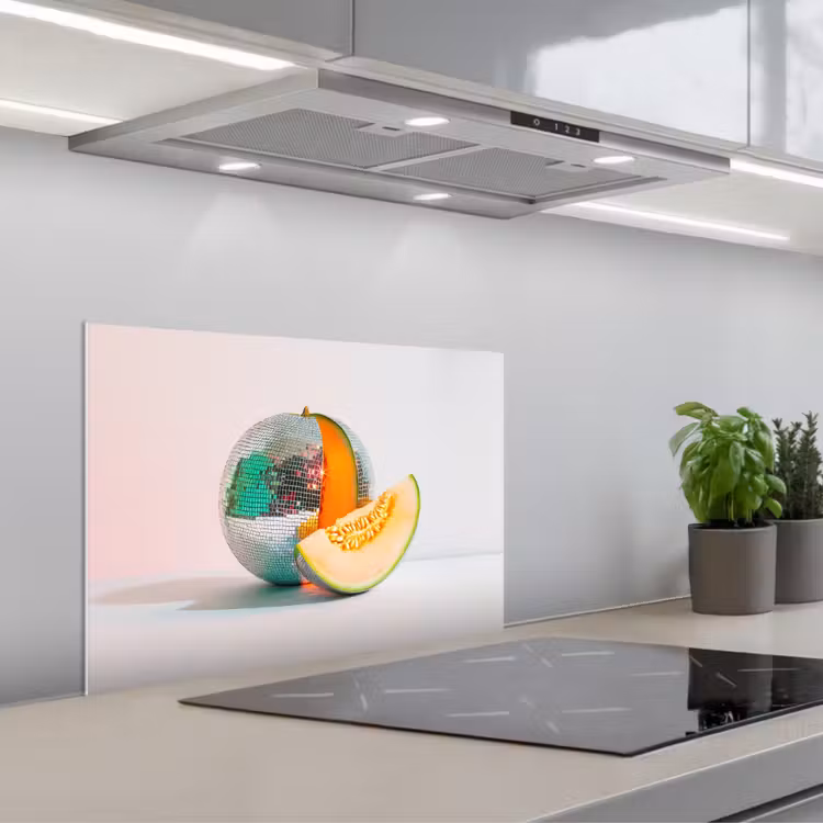 Disco - Discobal - Meloen - Pastel keuken achterwand spatscherm klein -3d_schuin