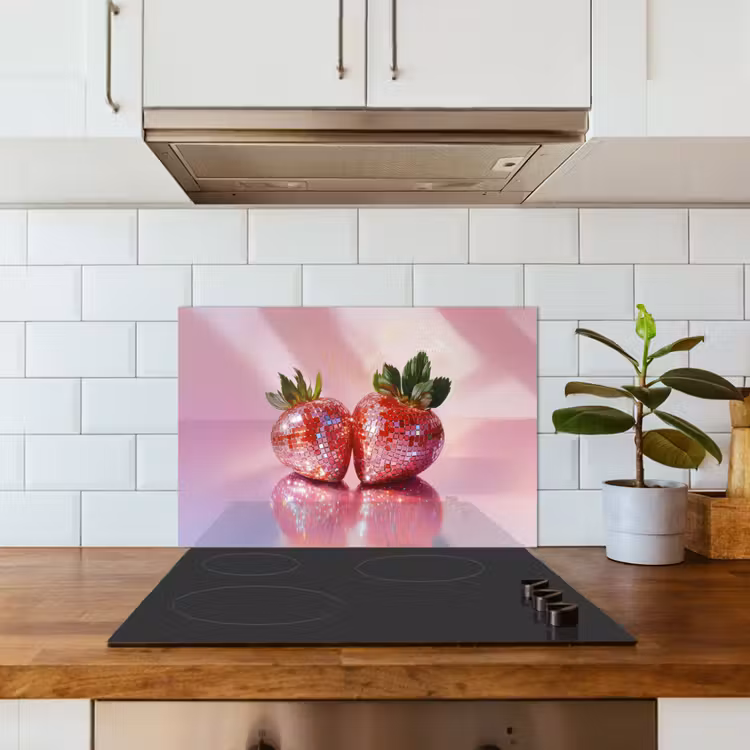 Disco - Fruit - Glitter - Strawberry keuken achterwand spatscherm klein -sfeer2