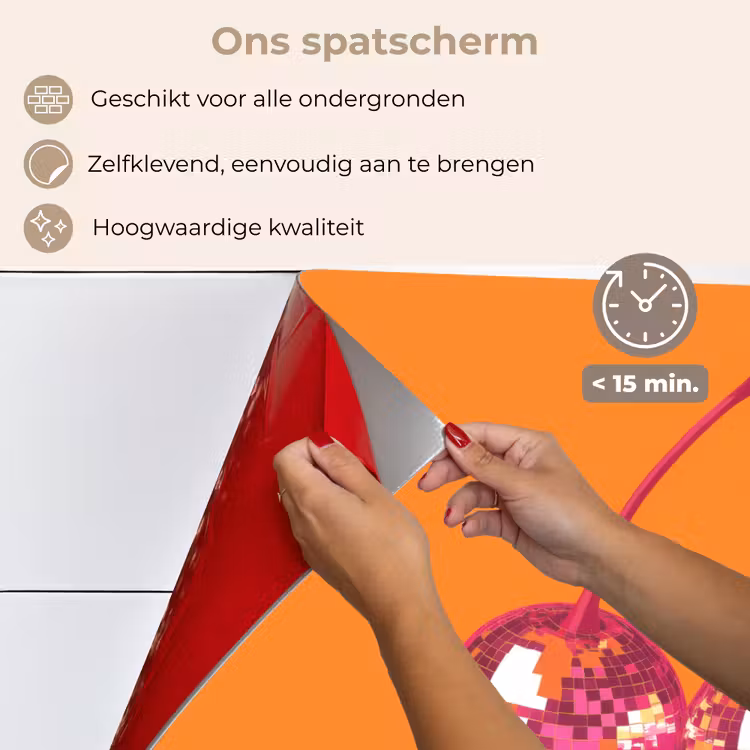 Discoballen - Kers - Spiegels - Roze keuken achterwand spatscherm klein -spatscherm_NL