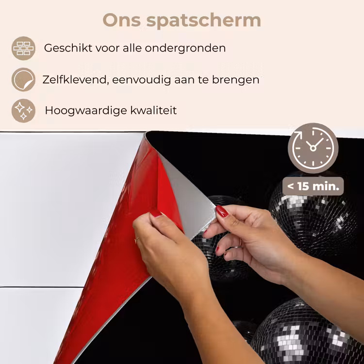 Discoballen - Minimalistisch - Zwart keuken achterwand spatscherm klein -spatscherm_NL