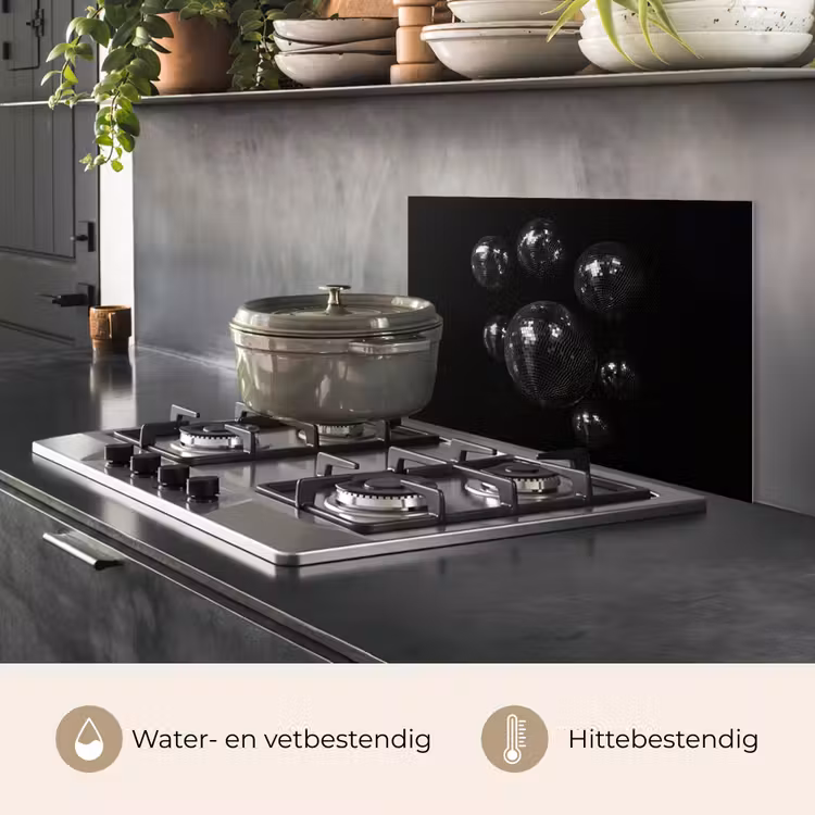 Discoballen - Minimalistisch - Zwart keuken achterwand spatscherm klein -usp_NL