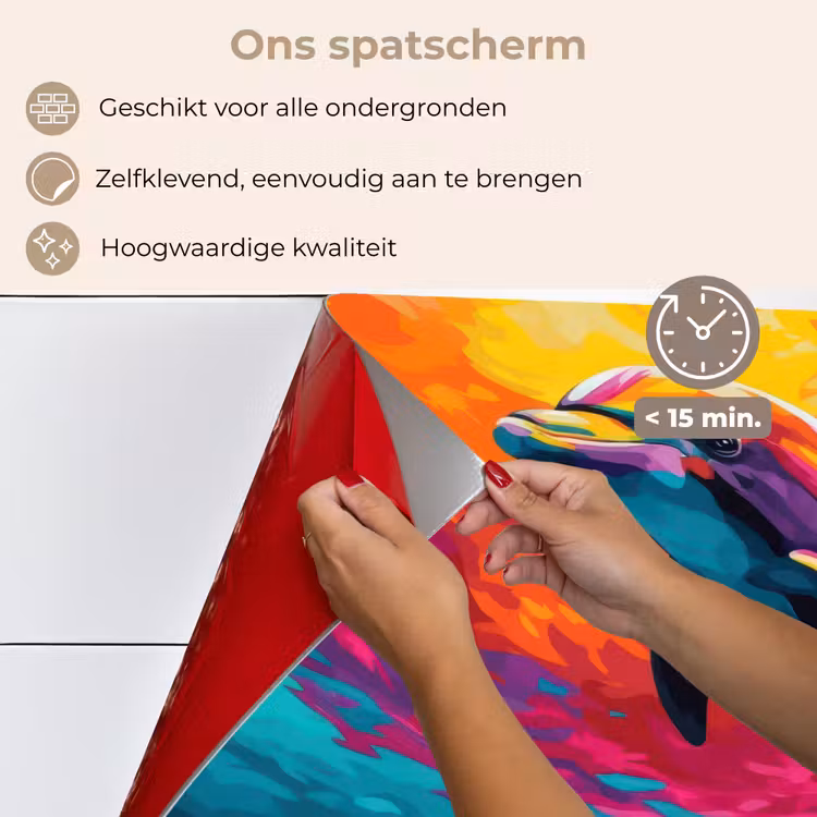 Dolfijn - Kleurrijk - Oceaan - Koraal keuken achterwand spatscherm klein -spatscherm_NL