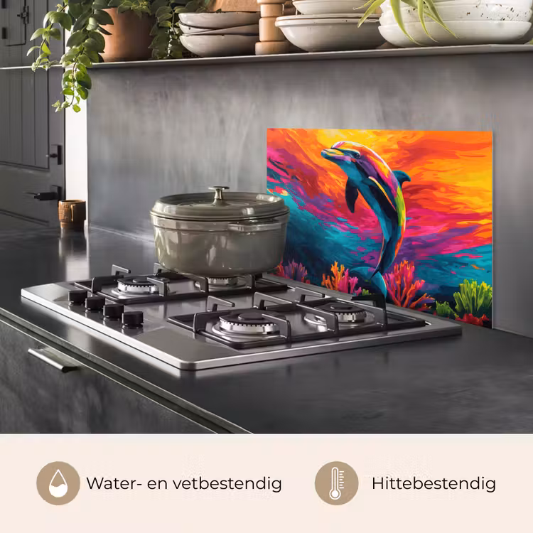 Dolfijn - Kleurrijk - Oceaan - Koraal keuken achterwand spatscherm klein -usp_NL