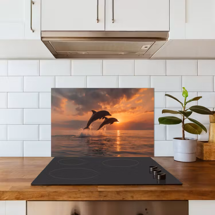 Dolfijnen - Zee - Realistisch keuken achterwand spatscherm klein -sfeer2