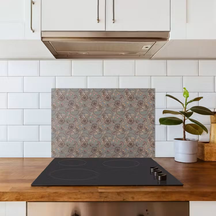 Donker - Bloemen - Sierlijk keuken achterwand spatscherm klein 900 -sfeer2