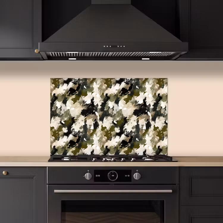 Donker - Groen - Camouflage - Schilderachtig keuken achterwand spatscherm klein 900 -sfeer1