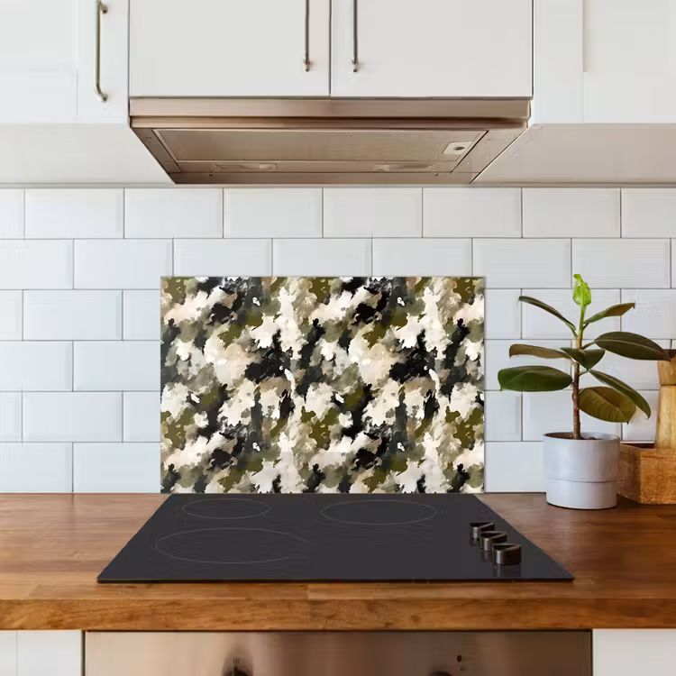 Donker - Groen - Camouflage - Schilderachtig keuken achterwand spatscherm klein 900 -sfeer2