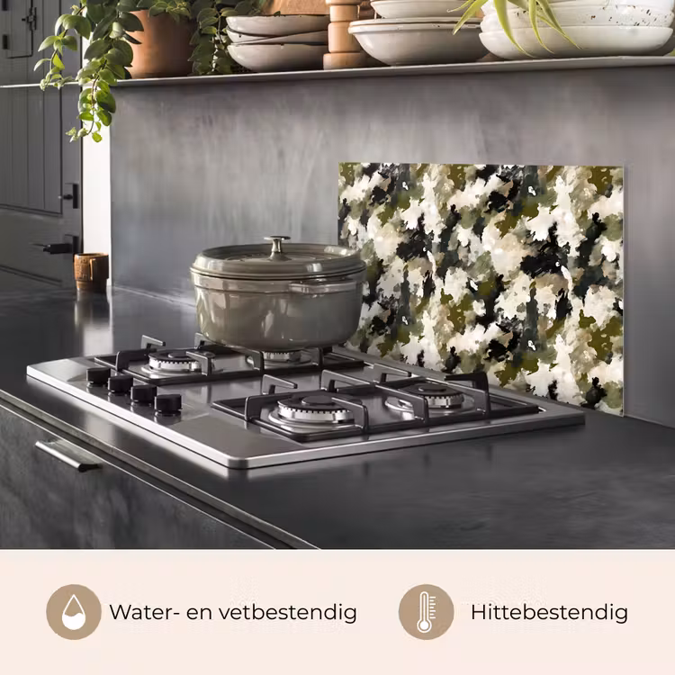 Donker - Groen - Camouflage - Schilderachtig keuken achterwand spatscherm klein 900 -usp_NL