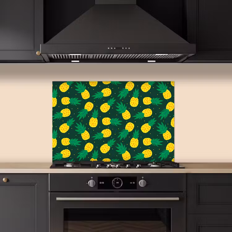 Donkergroen - Ananas - Bladeren keuken achterwand spatscherm klein 900 -sfeer1