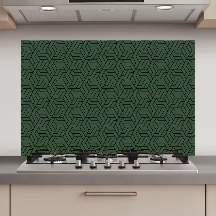 Donkergroen - Patroon - Lijnen - Zwart keuken achterwand spatscherm klein 900 -3d_website