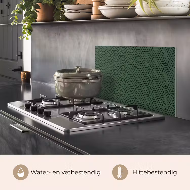 Donkergroen - Patroon - Lijnen - Zwart keuken achterwand spatscherm klein 900 -usp_NL