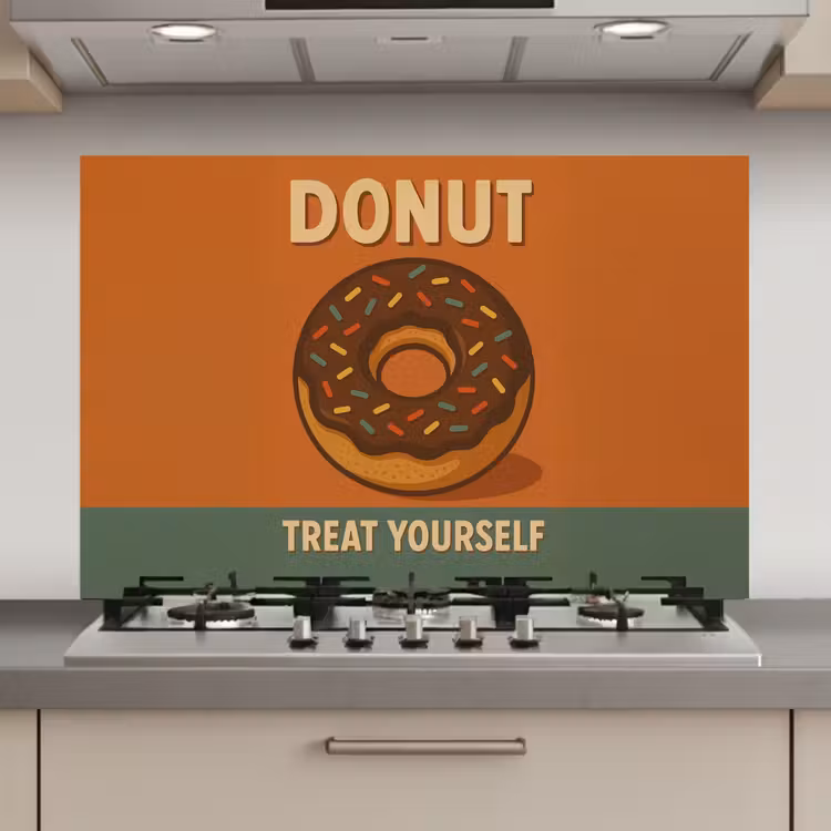Donut - Spikkels - Kleurrijk - Quote keuken achterwand spatscherm klein -3d_website
