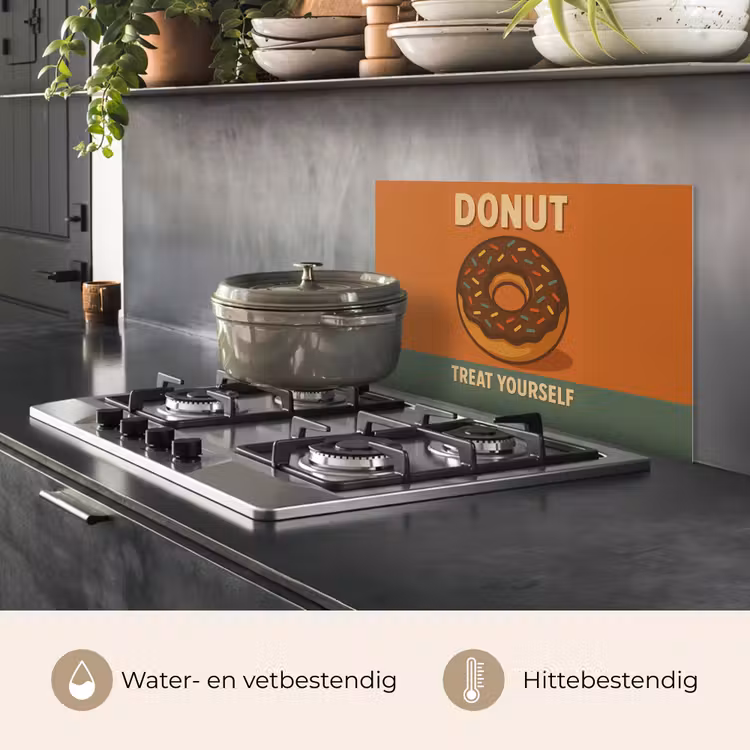 Donut - Spikkels - Kleurrijk - Quote keuken achterwand spatscherm klein -usp_NL