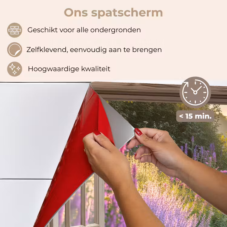 Doorkijk - Bloemen - Raam - Natuur keuken achterwand spatscherm klein -spatscherm_NL