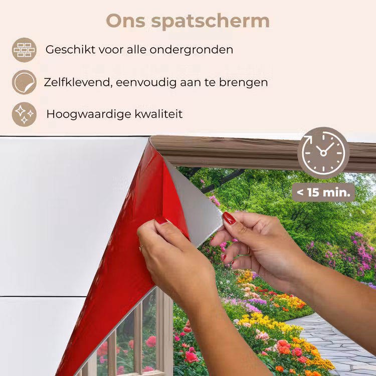 Doorkijk - Bloemen - Tuinpad - Natuur - Raam keuken achterwand spatscherm klein -spatscherm_NL