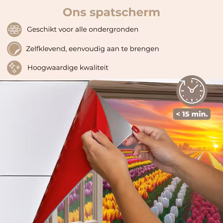 Doorkijk - Bloemen - Tulpen - Kleurrijk - Zonsondergang keuken achterwand spatscherm klein -spatscherm_NL