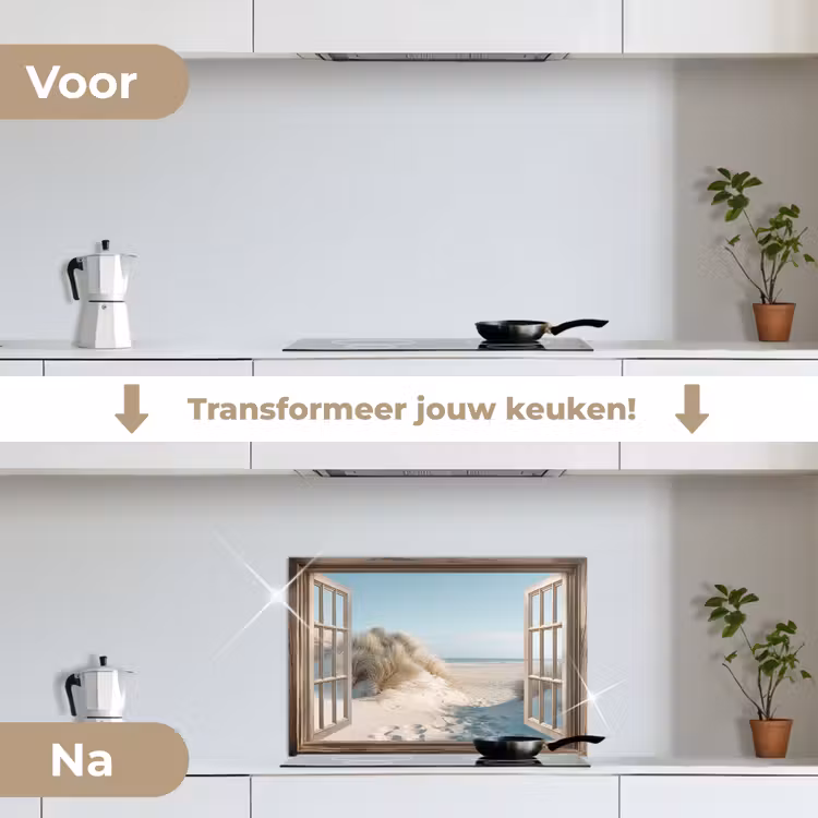 Doorkijk - Helmgras - Duinen - Zee - Landschap keuken achterwand spatscherm klein -voor_na_NL