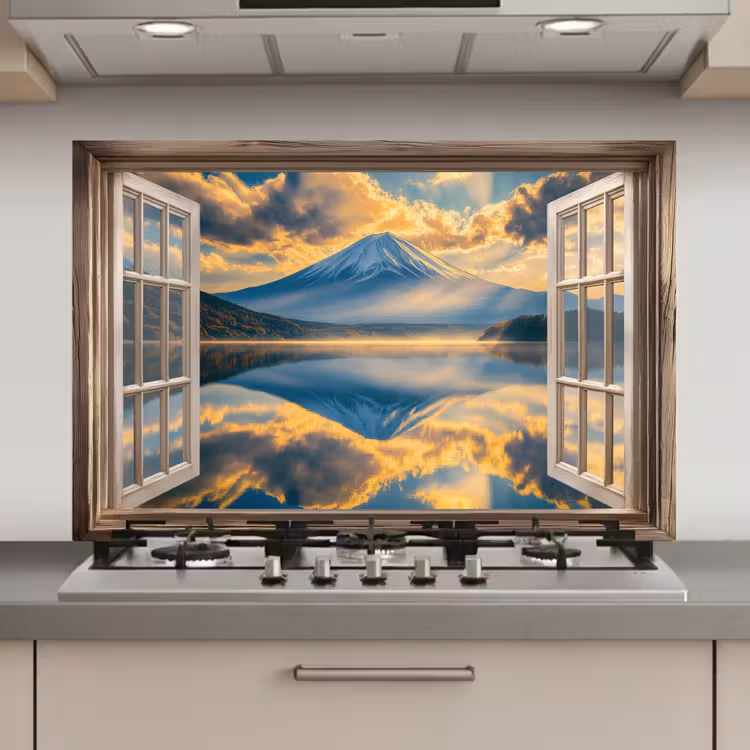 Doorkijk - Landschap - Bergen - Uitzicht - Raam keuken achterwand spatscherm klein -3d_website