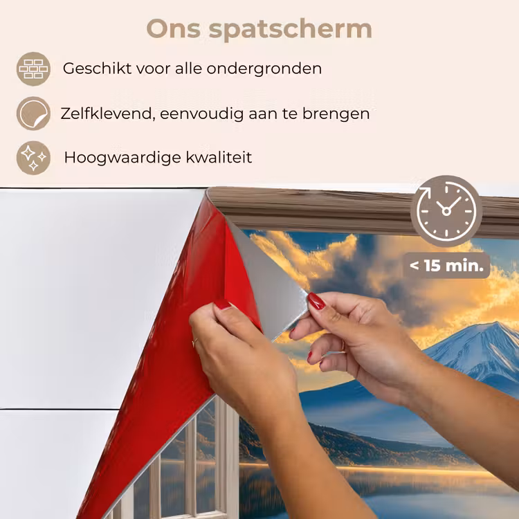Doorkijk - Landschap - Bergen - Uitzicht - Raam keuken achterwand spatscherm klein -spatscherm_NL