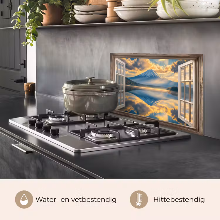 Doorkijk - Landschap - Bergen - Uitzicht - Raam keuken achterwand spatscherm klein -usp_NL