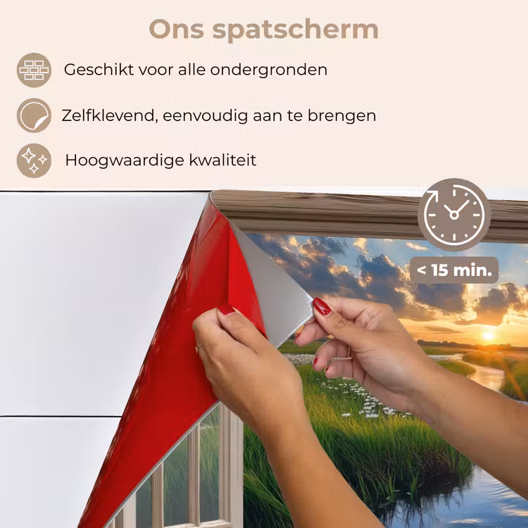 Doorkijk - Landschap - Raam - Water - Zonsondergang keuken achterwand spatscherm klein -spatscherm_NL