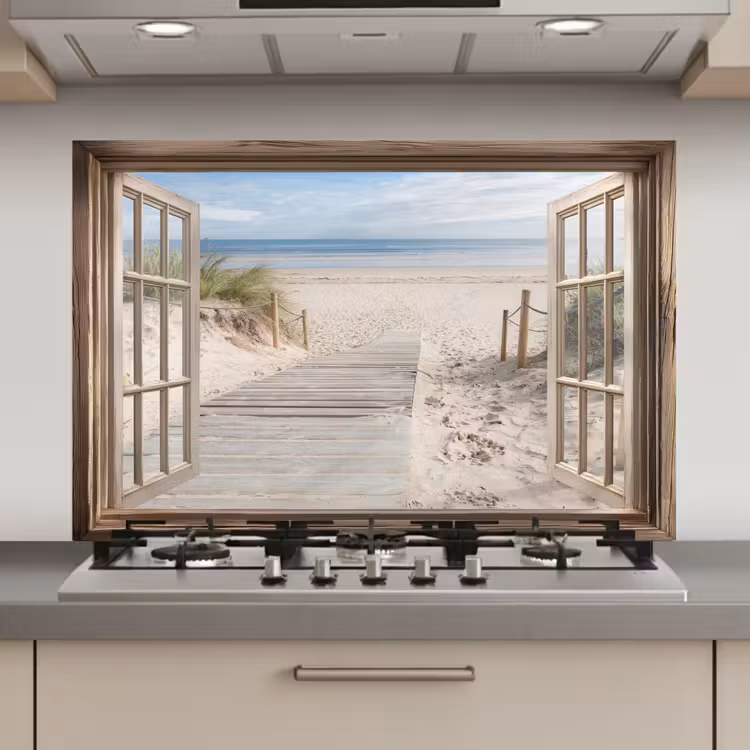 Doorkijk - Strand - Duinen - Pad - Landschap keuken achterwand spatscherm klein -3d_website