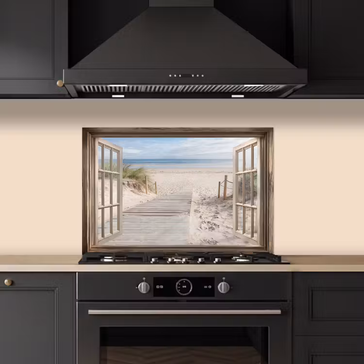 Doorkijk - Strand - Duinen - Pad - Landschap keuken achterwand spatscherm klein -sfeer1